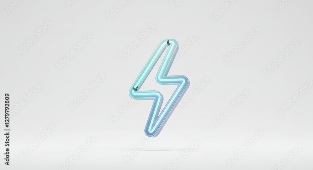 Neon Lightning Bolt Sign Minimal Illustration for Energy and Innovation Neon Lightning Bolt Sign Minimal Illustration for Energy and Innovation