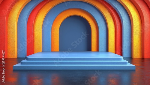 Colorful arches and a stage design in a decorative studio