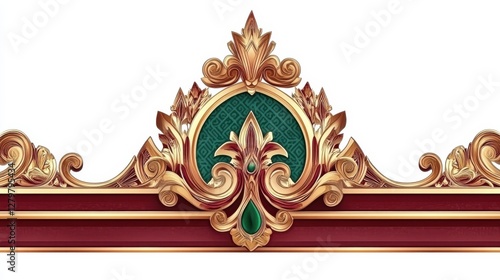 Wallpaper Mural Ornate Classical Decorative Border with Green and Gold Elements Torontodigital.ca