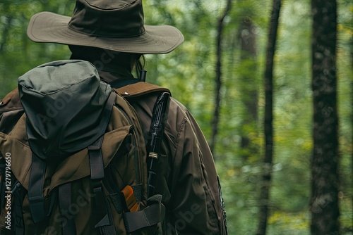 Clear Pixel Picture of Close Up on Park Ranger in Woods