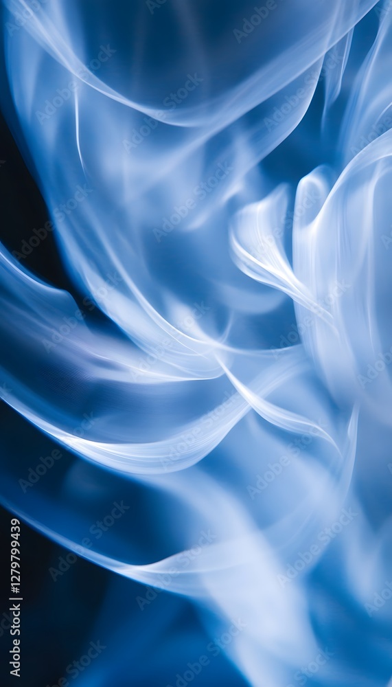 Obraz premium Blue Swirling Smoke Shows Graceful Shapes and Soft Movement Patterns