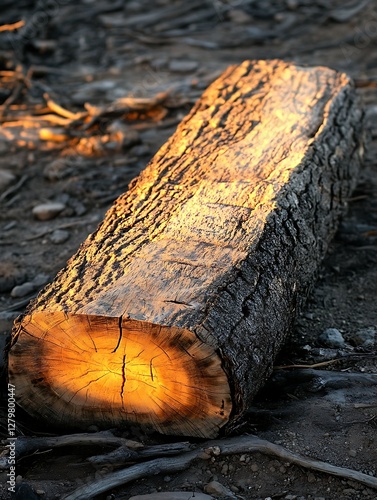 Wallpaper Mural Burnt log glowing, wildfire aftermath Torontodigital.ca