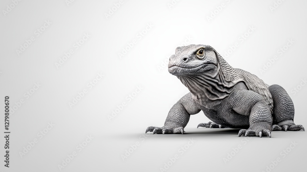 Obraz premium Detailed and Realistic Rendering of a Lizard on a Clean Background for Educational and Creative Use