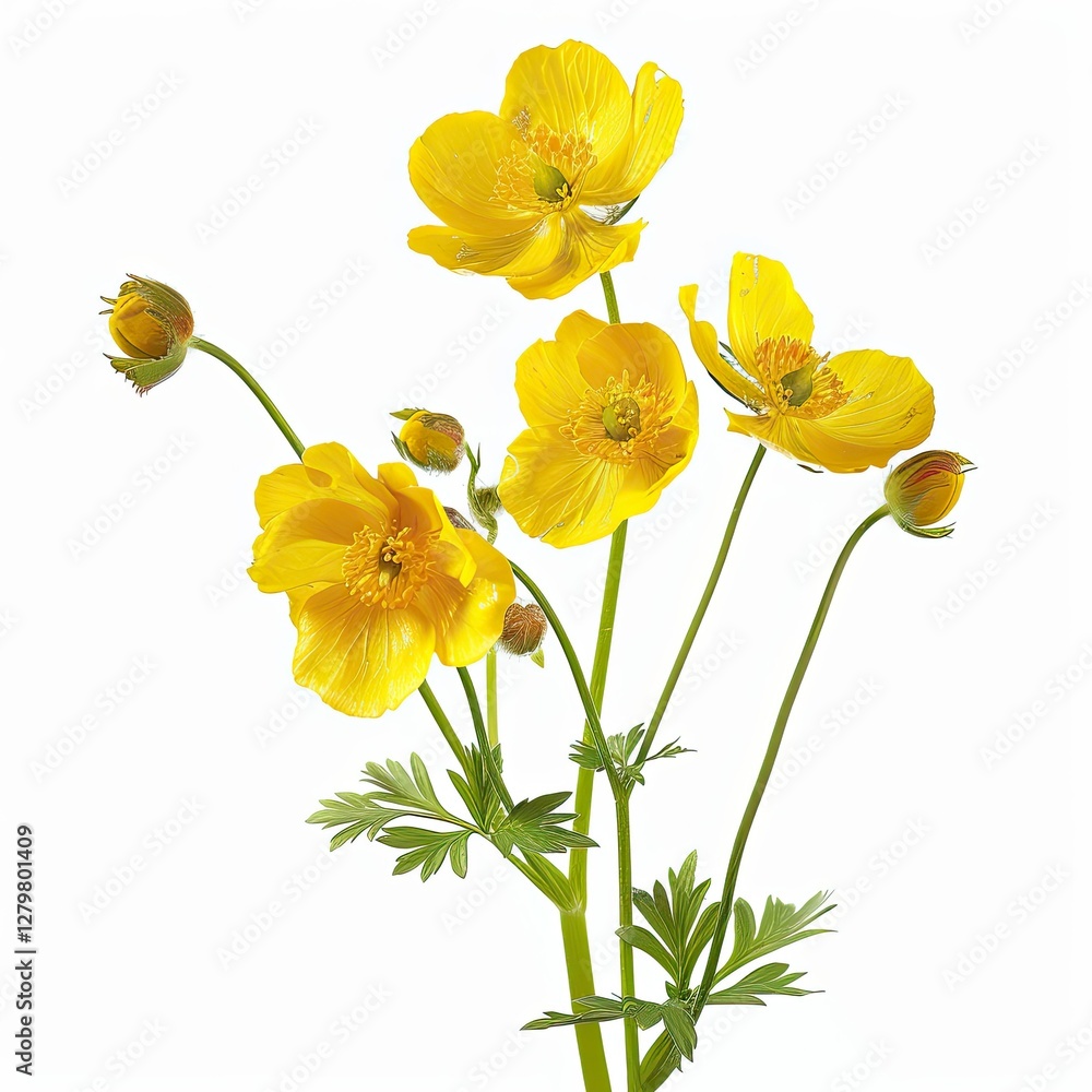 Ultra Hd Image of a Photo Buttercup, Isolated on a White Background Ultra Hd Image of a Photo Buttercup, Isolated on a White Background