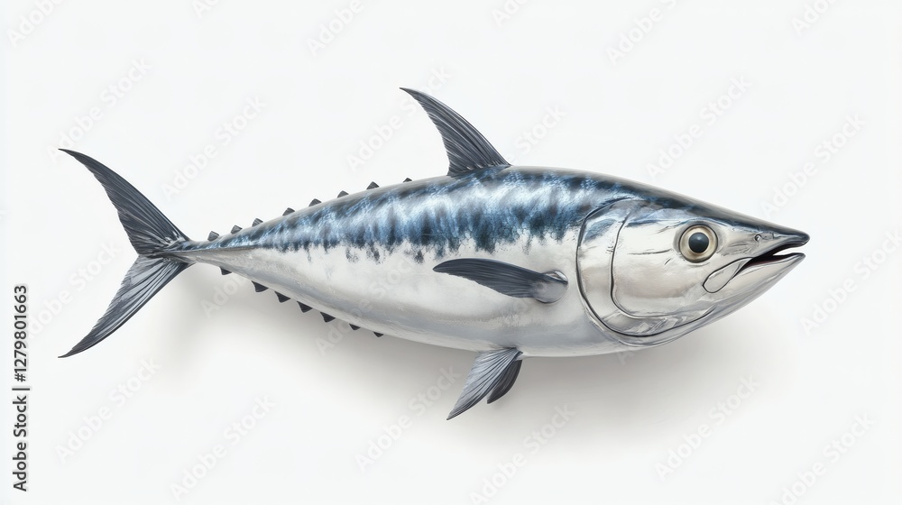 Realistic Illustration of Bluefin Tuna Fish on White Background Realistic Illustration of Bluefin Tuna Fish on White Background