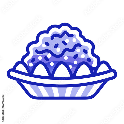 A close-up of crispy funnel cake dusted with powdered sugar