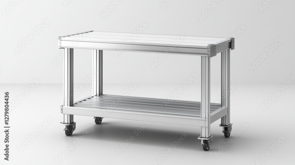 Modern Stainless Steel Workbench with Storage Shelf and Rolling Casters for Kitchen or Workshop Use Modern Stainless Steel Workbench with Storage Shelf and Rolling Casters for Kitchen or Workshop Use
