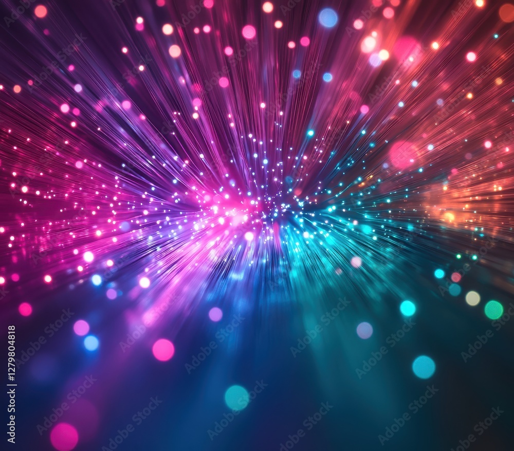 Dynamic Abstract Background with Colorful Dots and Radiating Light Effects in Deep Blue, Pink, and Violet Hues for Technology, Design, and Art Projects Dynamic Abstract Background with Colorful Dots and Radiating Light Effects in Deep Blue, Pink, and Violet Hues for Technology, Design, and Art Projects