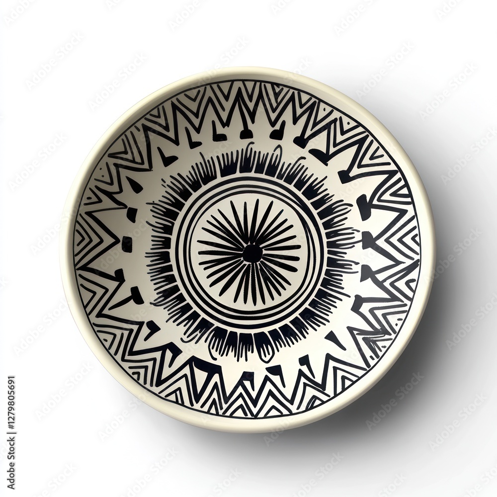 Obraz premium Decorative Bowl with Geometric Black and White Design