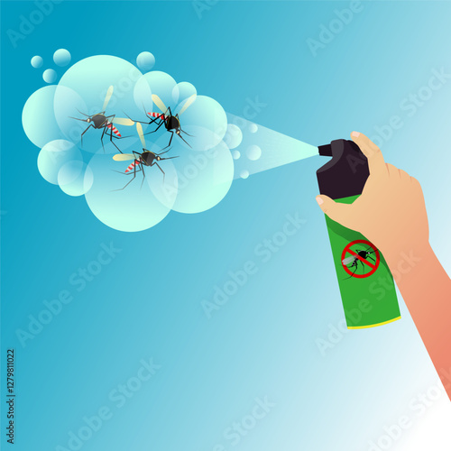 Hand spraying insecticide to the Mosquitos design vector illustration.eps