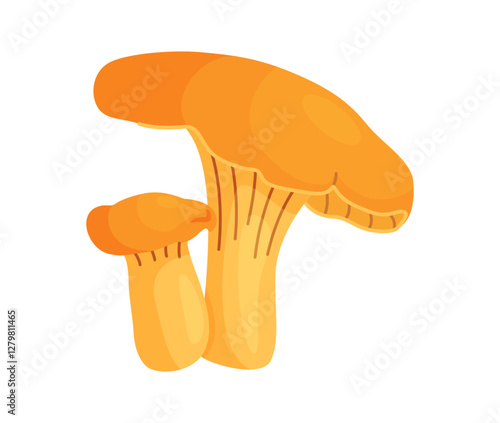 Fresh chanterelle mushrooms Hand drawn trendy flat style isolated icon. Edible fungi chanterelle, Yellow mushrooms. Vector illustration