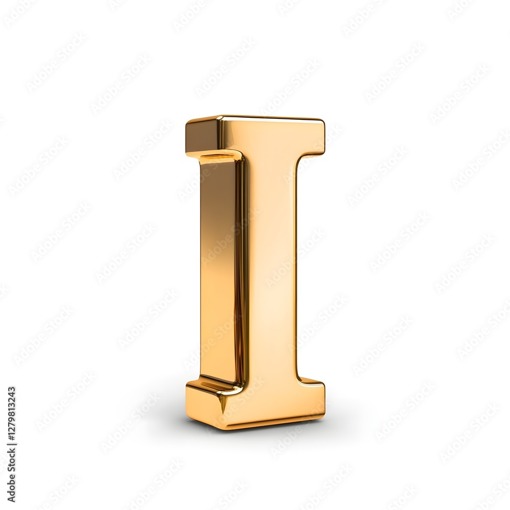 Golden three dimensional letter I isolated on white Golden three dimensional letter I isolated on white