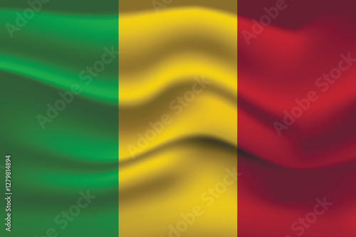 Flag of Mali. National symbol in official colors. Template icon. Abstract vector background.