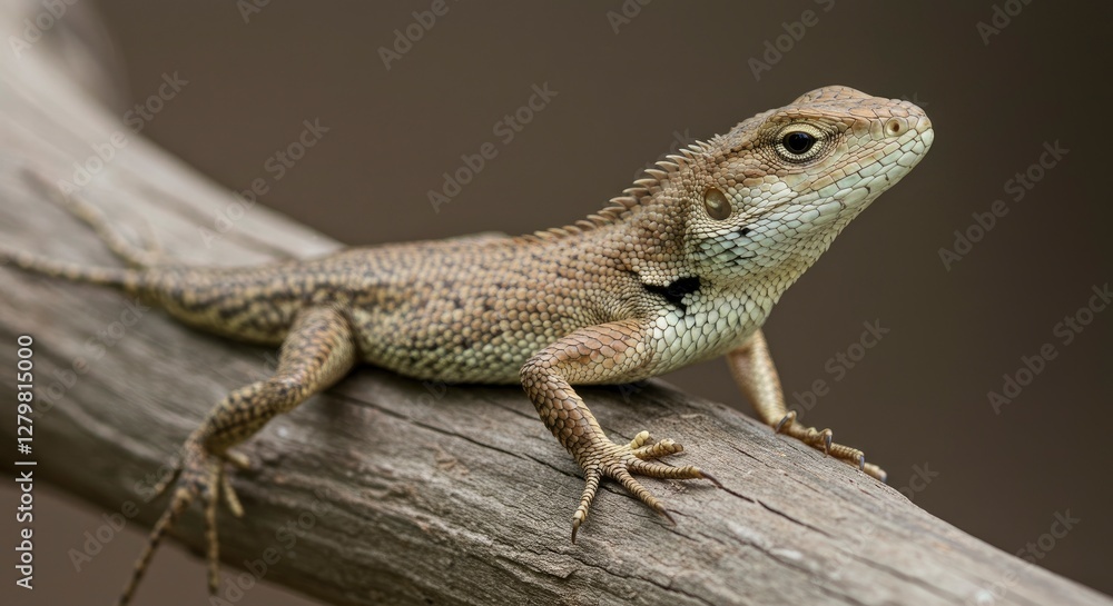 Lizard Resting on Branch Close-up Portrait in Natural Habitat Lizard Resting on Branch Close-up Portrait in Natural Habitat
