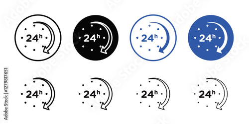 24 Hrs icon Thin line flat illustration