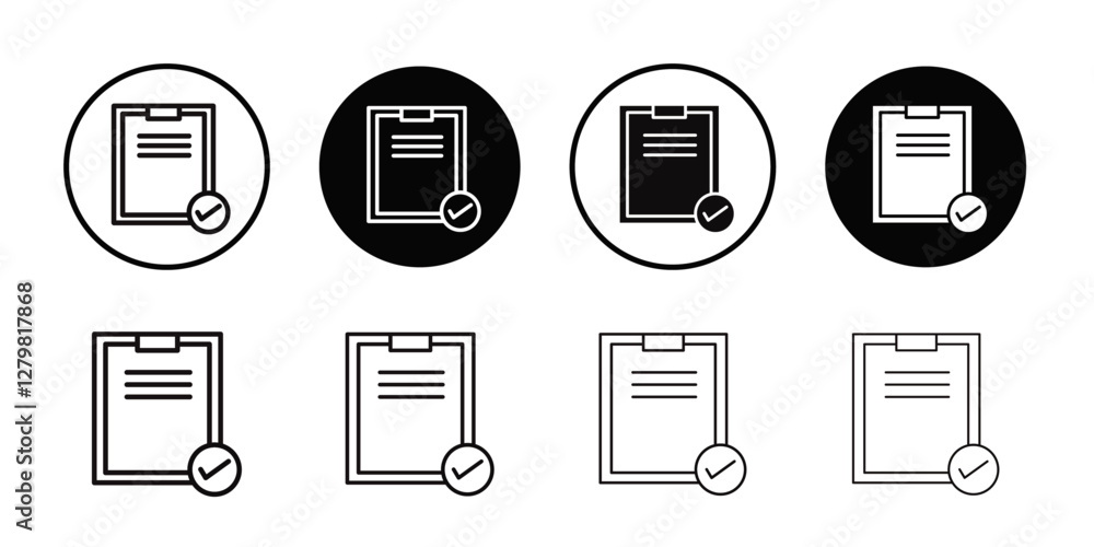 Approved document icon Thin line flat illustration Approved document icon Thin line flat illustration