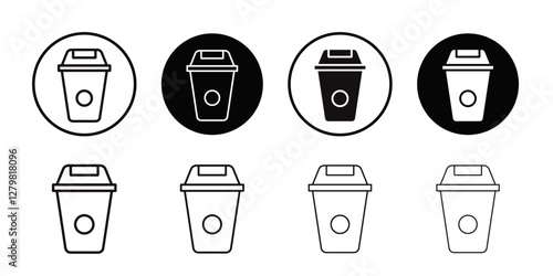 Bin icon Thin line flat illustration
