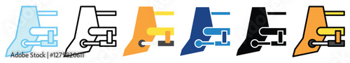 Bulldozer Blade multi style, mini illustration icon. outline, flat, glyph, line color, UI, UX, app and web, digital or print. related to heavy machinery, industry, road construction theme