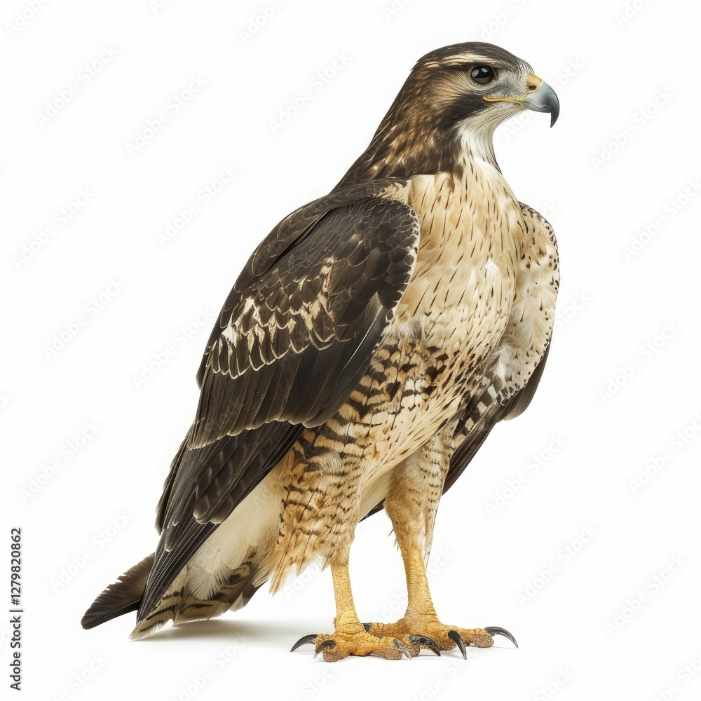 Detailed Color Picture of a Photo Hawk, Isolated on a White Background Detailed Color Picture of a Photo Hawk, Isolated on a White Background