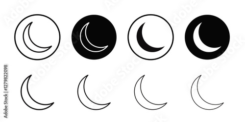 Moon icon Thin line flat illustration
