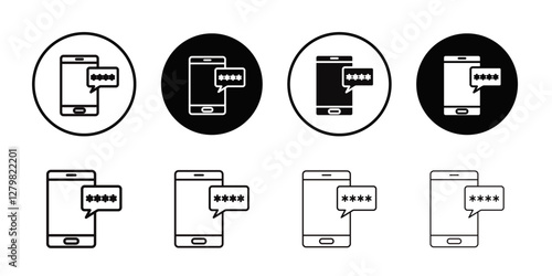 Otp sms password icon Thin line flat illustration