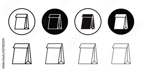 Paper bag icon Thin line flat illustration
