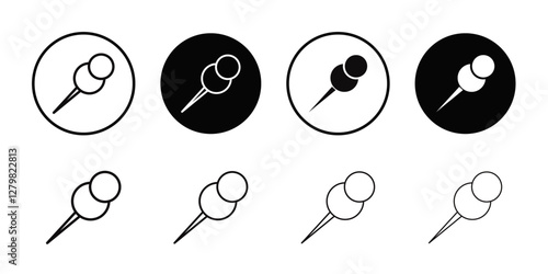 Push pin icon Thin line flat illustration
