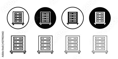 Server rack icon Thin line flat illustration