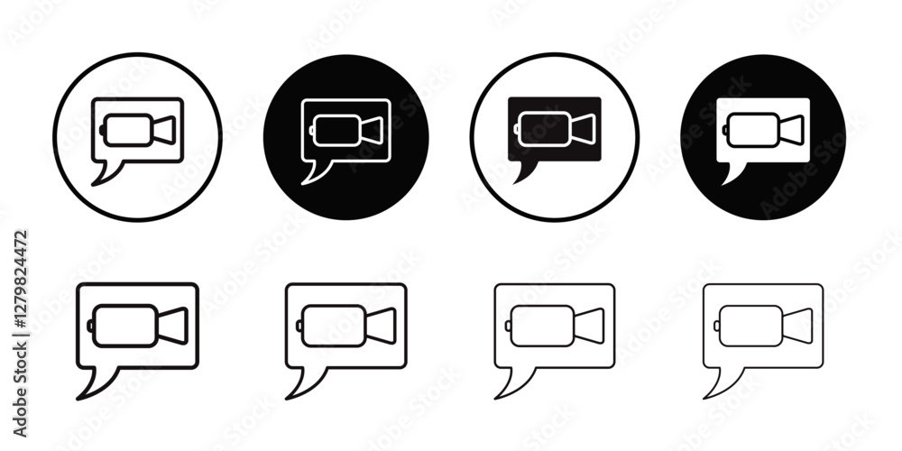 Video call icon Thin line flat illustration Video call icon Thin line flat illustration