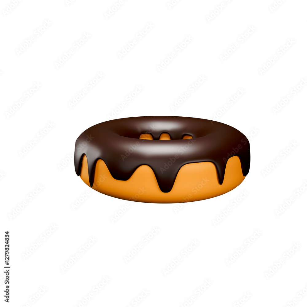 3d rendering icon illustration donut with chocolate spread with angle 4 3d rendering icon illustration donut with chocolate spread with angle 4