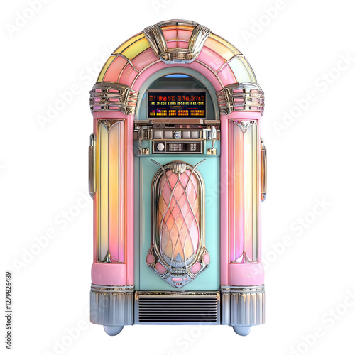 Vintage Jukebox Isolated on Transparent Background for Retro Themes