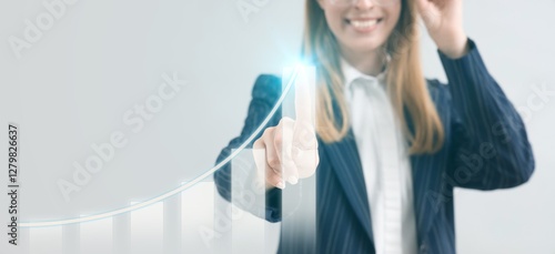 Young businesswoman using v...