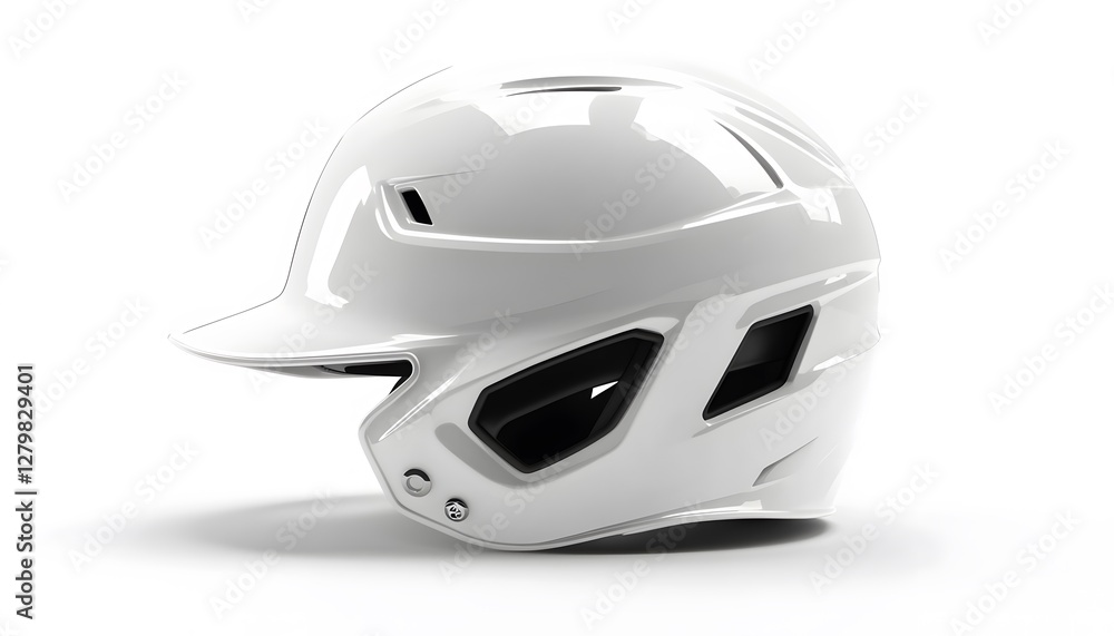 Fototapeta premium Glossy white baseball helmet with cheek and head protection