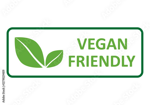 Vegan friendly vector icon. Organic, bio, eco symbol. Vegan, no meat, lactose free, healthy, fresh and nonviolent food. Green vector illustration with leaves for stickers, labels,print, web and logos.