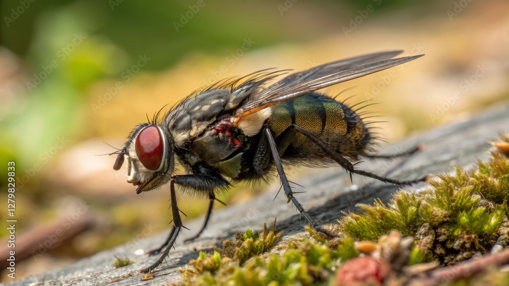 close up of fly with vibrant colors and detailed features close up of fly with vibrant colors and detailed features