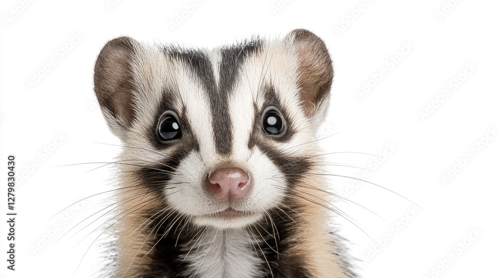 Obraz premium Cute Asian palm civet portrait, white background