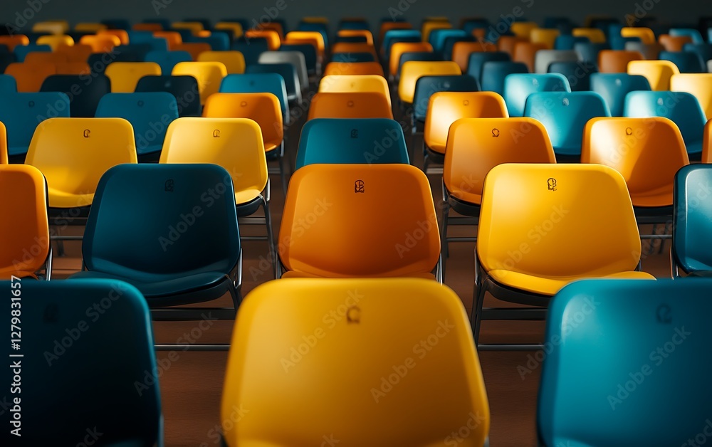 Naklejka premium Empty stadium seats, ready for event