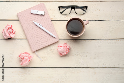 Composition with notebook, ...