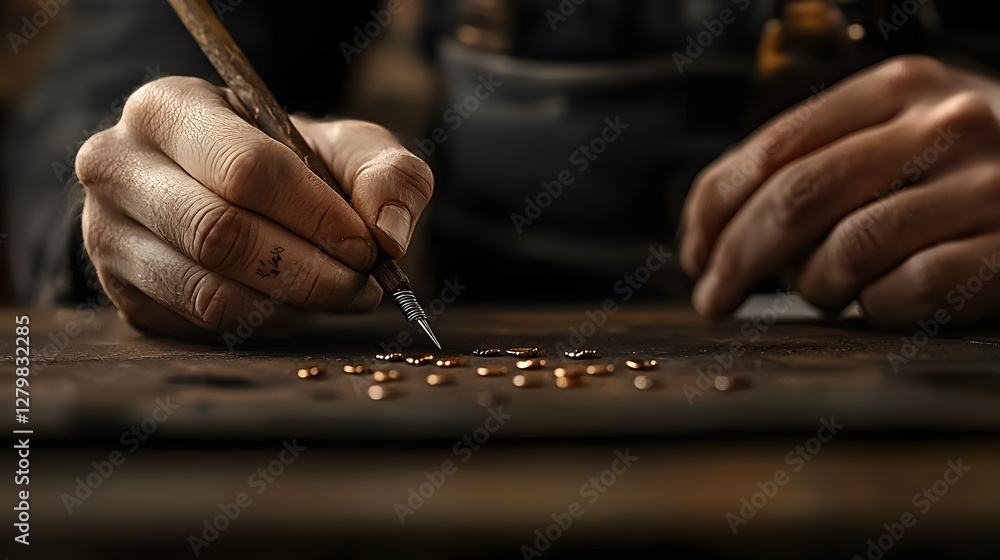 Artisan's Touch: Crafting Exquisite Handmade Jewelry with Raw Gemstones and Passionate Skill. Handmade, Design, Tradition Concept