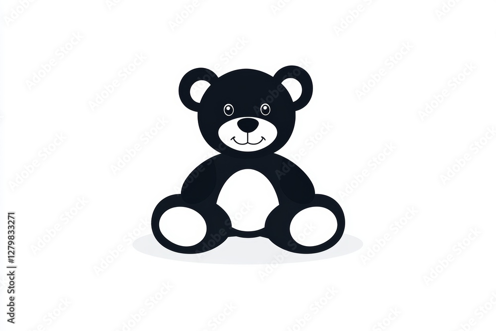 Naklejka premium Black and white teddy bear is sitting on a white background