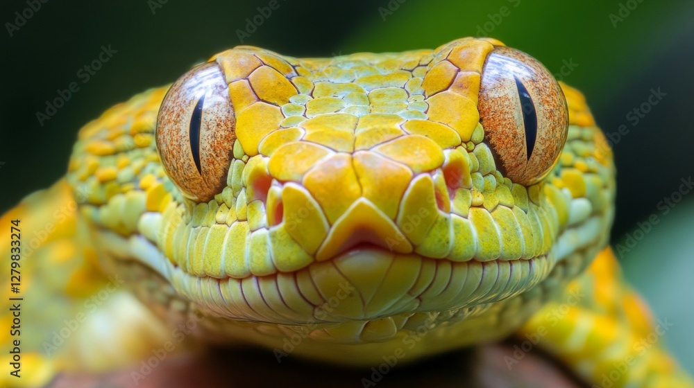 Fototapeta premium Close Up of a Yellow and Green Snake
