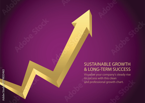 3D golden business arrow graph going up indicating improving profits and show progress