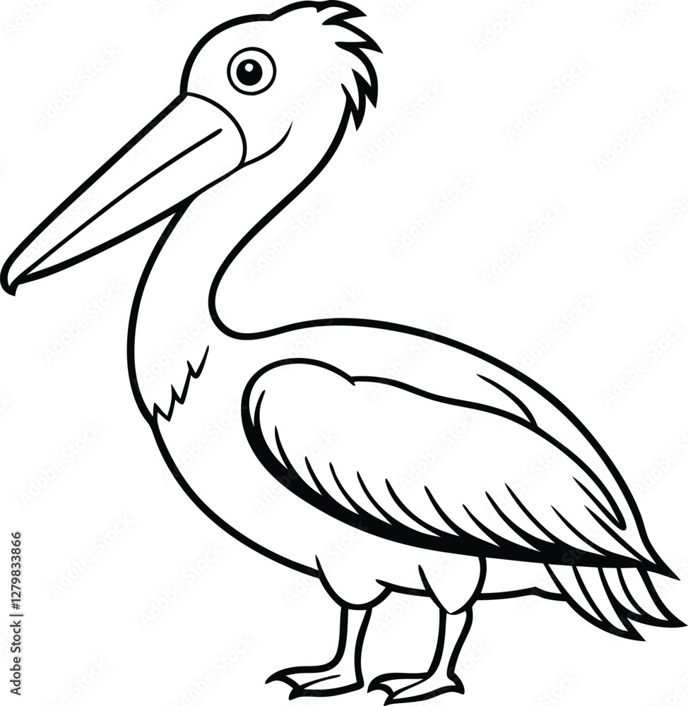 Fototapeta premium Dalmatian Pelican Pelecanus crispus in front of a white background vector art illustration
