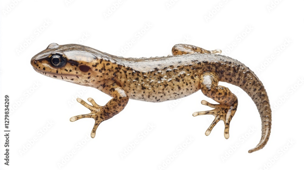 Naklejka premium Brown Spotted Lizard on White Background