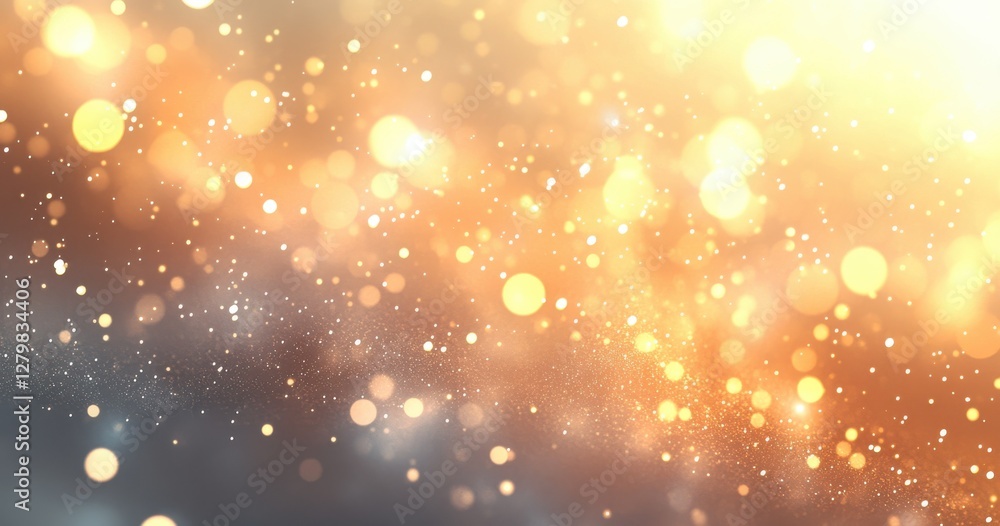 Abstract golden and grey bokeh background with soft glowing lights and shimmering particles creating a dreamy and festive atmosphere for celebrations Abstract golden and grey bokeh background with soft glowing lights and shimmering particles creating a dreamy and festive atmosphere for celebrations
