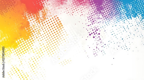 Wallpaper Mural Abstract colorful paint splatter with halftone dots. Background image for design Torontodigital.ca