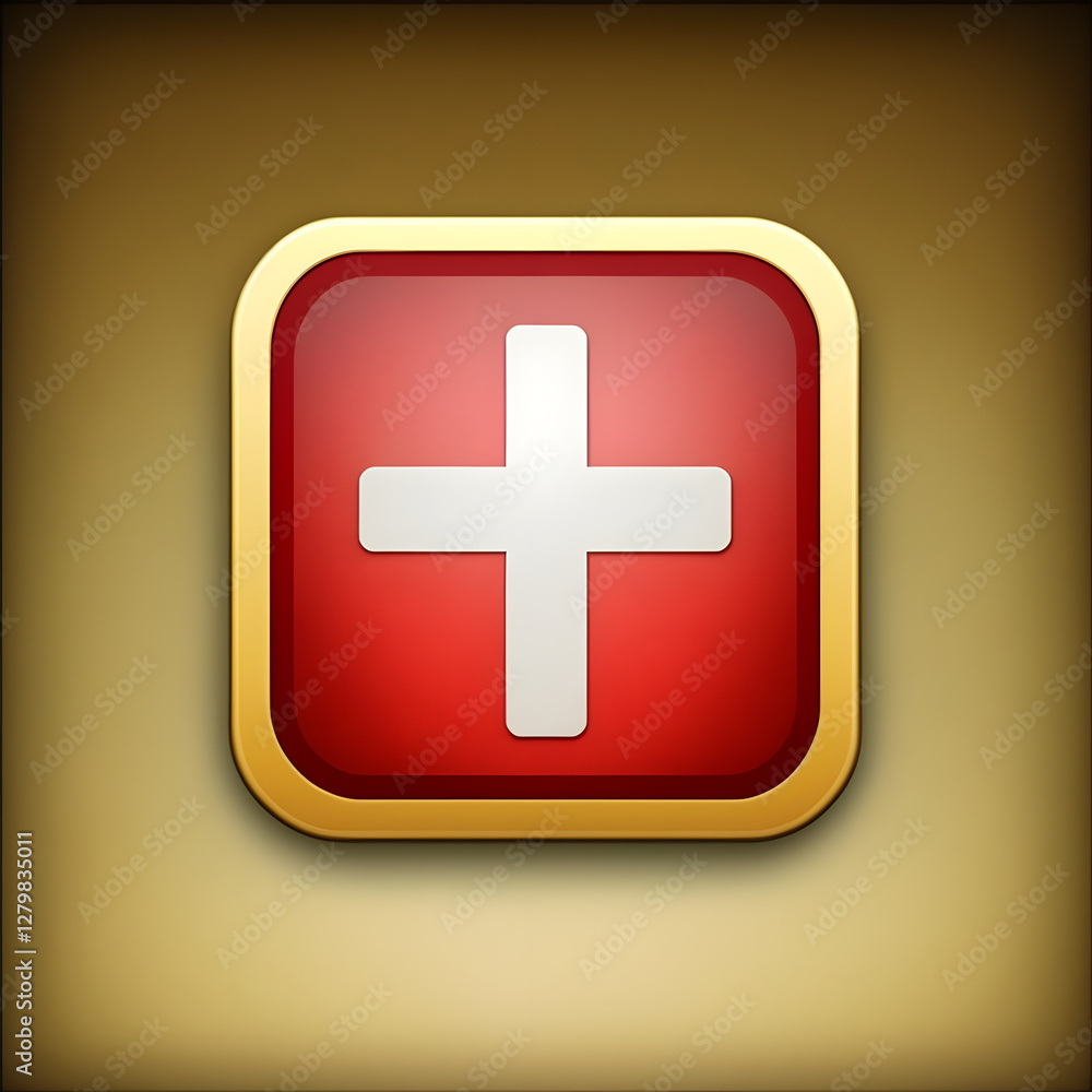 Obraz premium Rotes Plus-Symbol im modernen Design