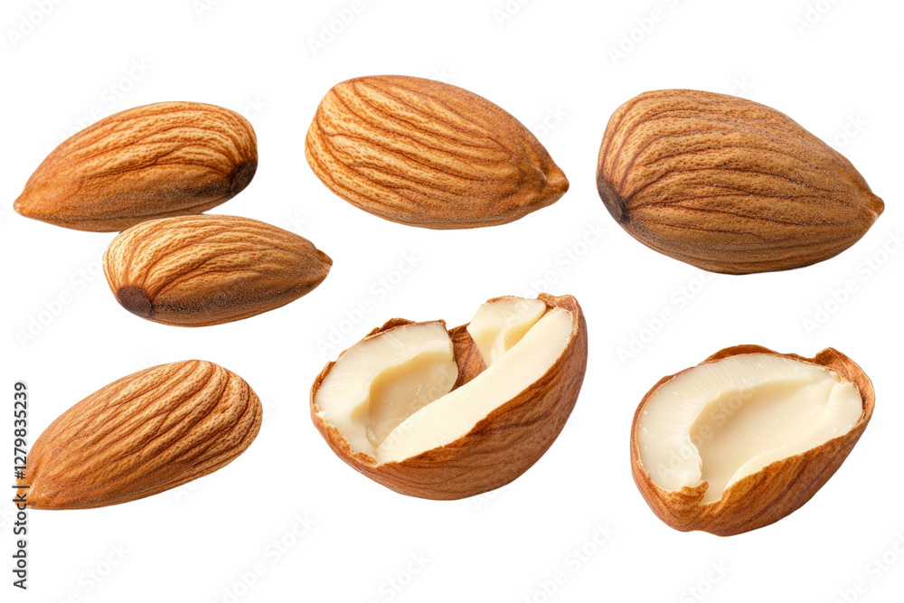 Close up of a nut with the shell removed, isolated Close up of a nut with the shell removed, isolated
