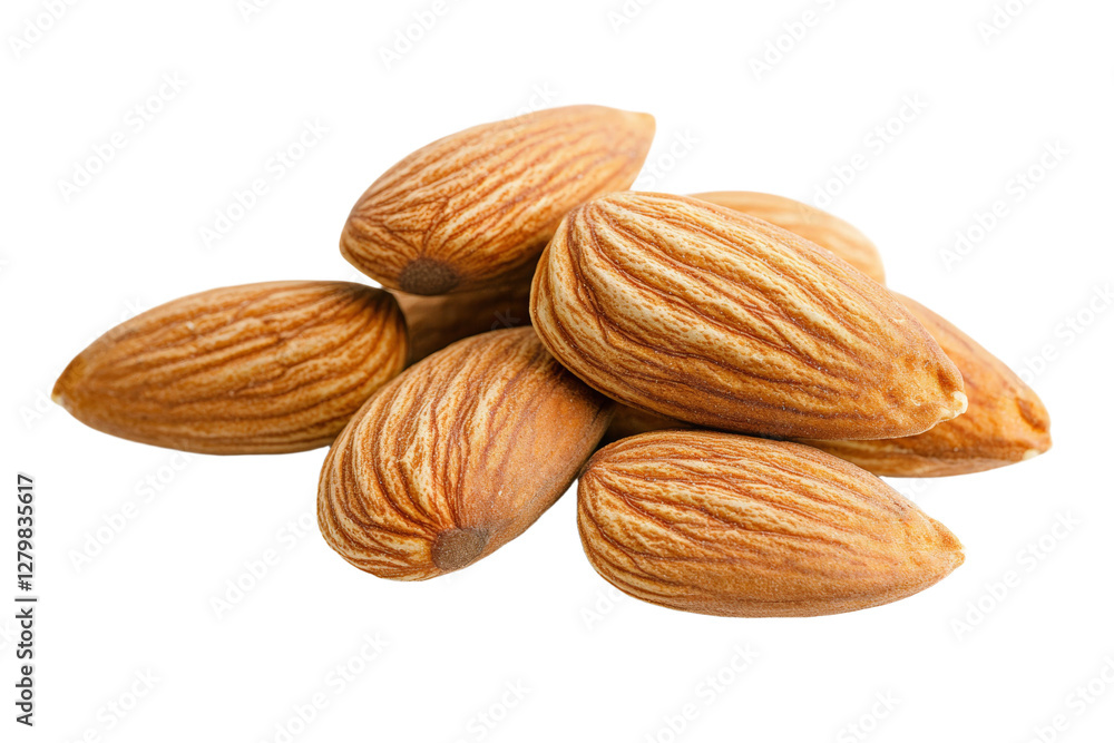 Pile of almonds with a white background, isolated Pile of almonds with a white background, isolated