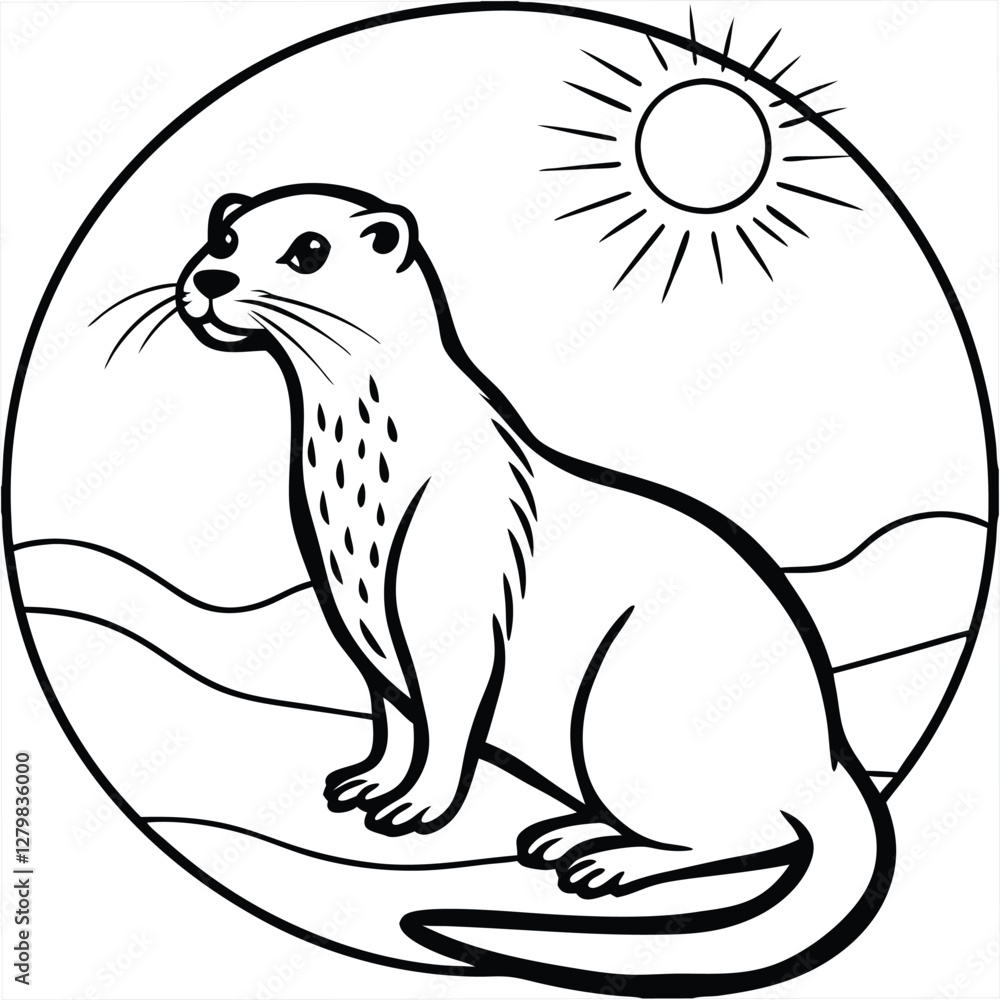 Fototapeta premium Beautiful otter vector art illustration